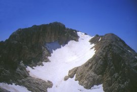 panorama sulle vette del Corno Grande
e sul ghiacciaio del Calderone