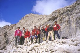 Il gruppo sul bordo del
ghiacciao del Calderone