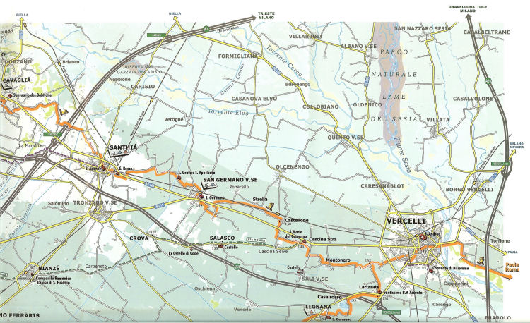 Mappa della tappa Santhià -> Vercelli (132599 bytes)