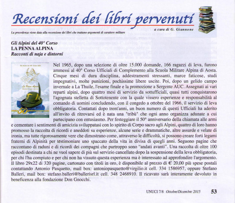 Articolo di Giuseppe Gromo sulla rivista UNUCI (160343 bytes)